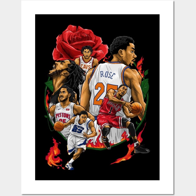 D Rose NBA Design Wall Art by Ken Asahvey